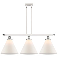 Innovations Lighting 916-3I-WPC-G41-L-LED Ballston X-Large Cone LED 36 inch White and Polished Chrome Island Light Ceiling Light in Matte White Glass thumb