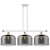 Innovations Lighting 916-3I-WPC-G73-L Ballston X-Large Bell 3 Light 36 inch White and Polished Chrome Island Light Ceiling Light in Plated Smoke Glass thumb