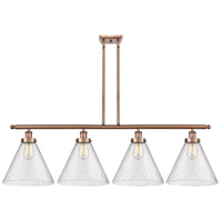 Innovations Lighting 916-4I-AC-G44-L Ballston X-Large Cone 4 Light 48 inch Antique Copper Island Light Ceiling Light in Seedy Glass thumb