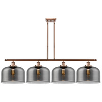 Innovations Lighting 916-4I-AC-G73-L-LED Ballston X-Large Bell LED 48 inch Antique Copper Island Light Ceiling Light in Plated Smoke Glass thumb