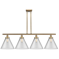 Innovations Lighting 916-4I-BB-G42-L Ballston X-Large Cone 4 Light 48 inch Brushed Brass Island Light Ceiling Light in Clear Glass thumb