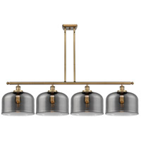 Innovations Lighting 916-4I-BB-G73-L-LED Ballston X-Large Bell LED 48 inch Brushed Brass Island Light Ceiling Light in Plated Smoke Glass thumb