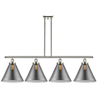 Innovations Lighting 916-4I-PN-G43-L-LED Ballston X-Large Cone LED 48 inch Polished Nickel Island Light Ceiling Light in Plated Smoke Glass thumb