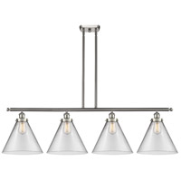 Innovations Lighting 916-4I-SN-G42-L Ballston X-Large Cone 4 Light 48 inch Brushed Satin Nickel Island Light Ceiling Light in Clear Glass thumb