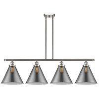 Innovations Lighting 916-4I-SN-G43-L Ballston X-Large Cone 4 Light 48 inch Brushed Satin Nickel Island Light Ceiling Light in Plated Smoke Glass thumb