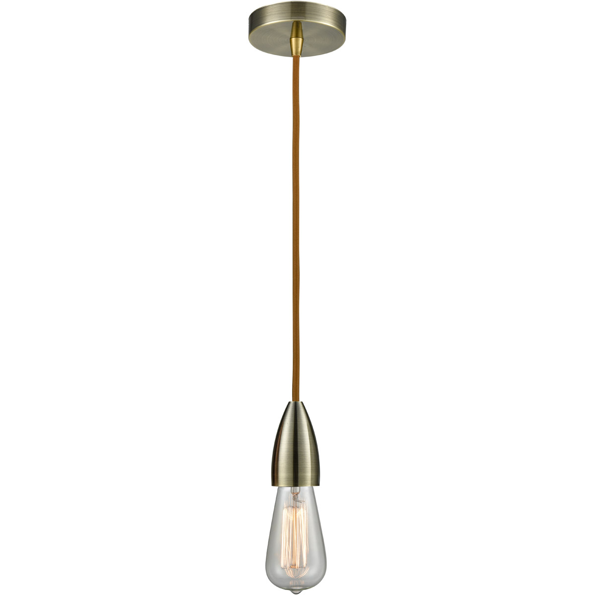 Innovations Lighting 100AB-10CR-4AB Fairchild Bare Bulb 1 Light 2 inch Antique Brass Mini Pendant Ceiling Light in Copper, Fairchild