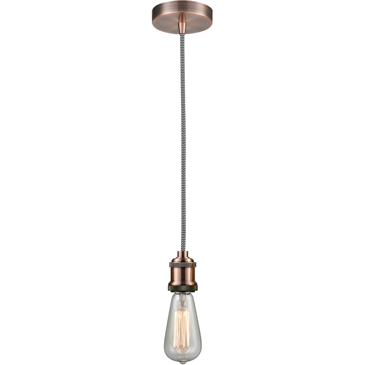 Innovations Lighting 100AC-10BW-1AC Edison Bare Bulb 1 Light 2 inch Antique Copper Mini Pendant Ceiling Light in Zebra, Edison