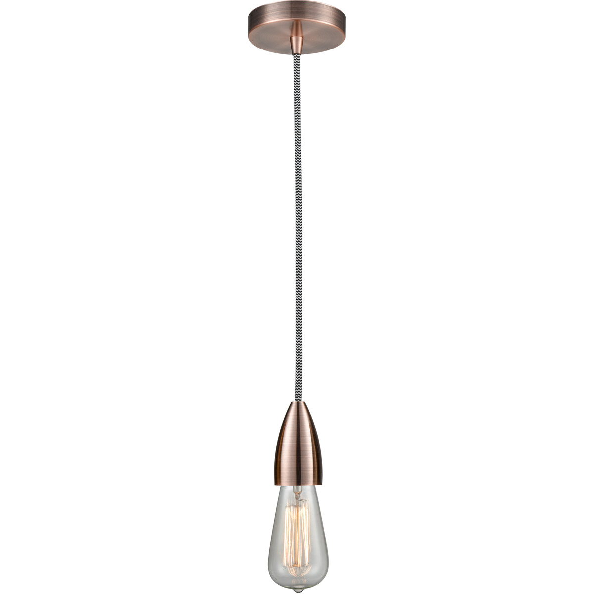 Innovations Lighting 100AC-10BW-4AC Fairchild Bare Bulb 1 Light 2 inch Antique Copper Mini Pendant Ceiling Light in Zebra, Fairchild
