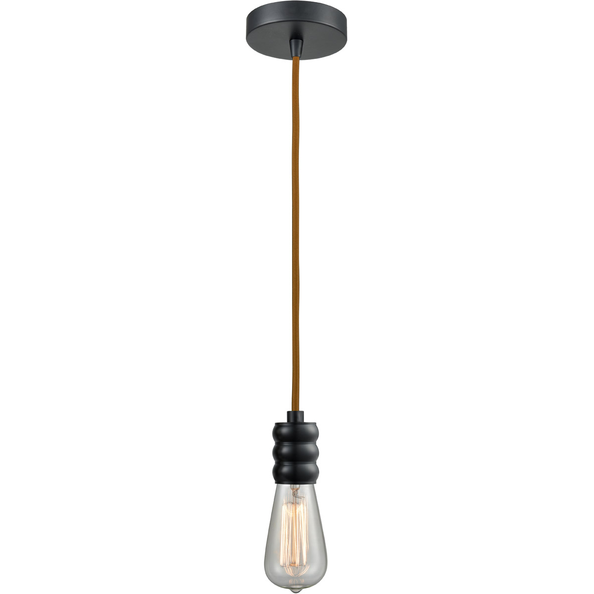 Innovations Lighting 100BK-10CR-5BK Gatsby Bare Bulb 1 Light 2 inch Matte Black Mini Pendant Ceiling Light in Copper, Gatsby