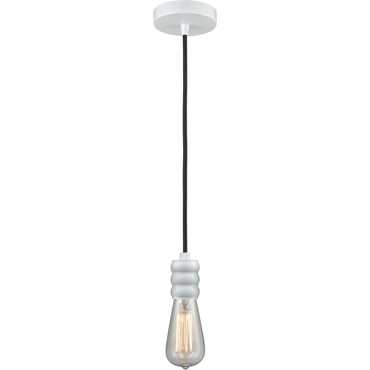 Innovations Lighting 100W-10BK-5W Gatsby Bare Bulb 1 Light 2 inch White Mini Pendant Ceiling Light in Black, Gatsby