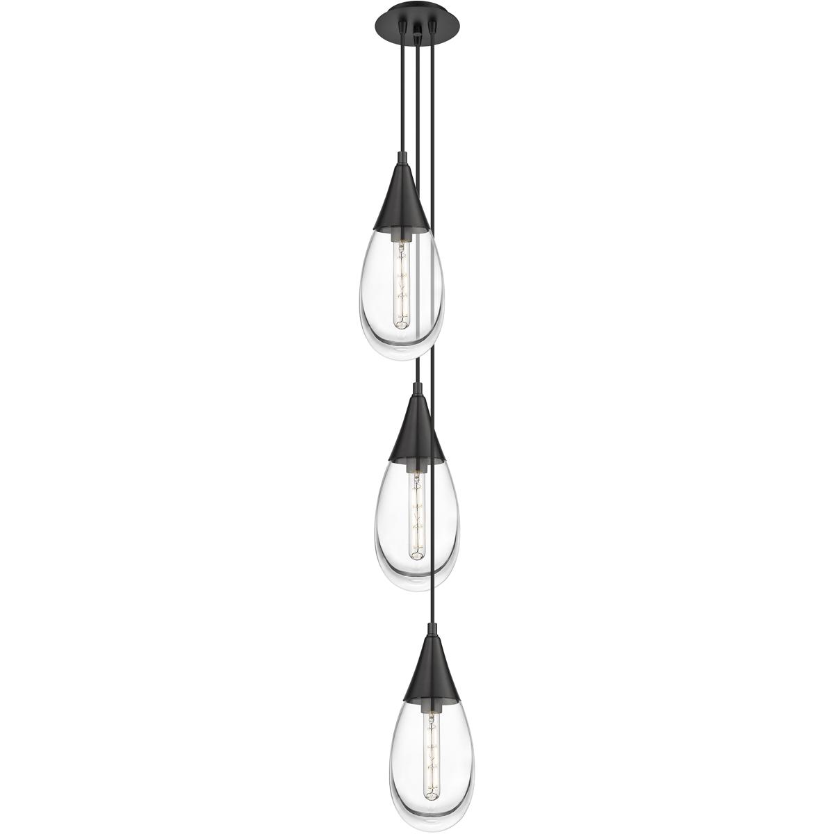 Innovations Lighting 103-450-1P-BK-G450-6CL Malone 3 Light 8 inch Matte Black Multi Pendant Ceiling Light in Clear Glass