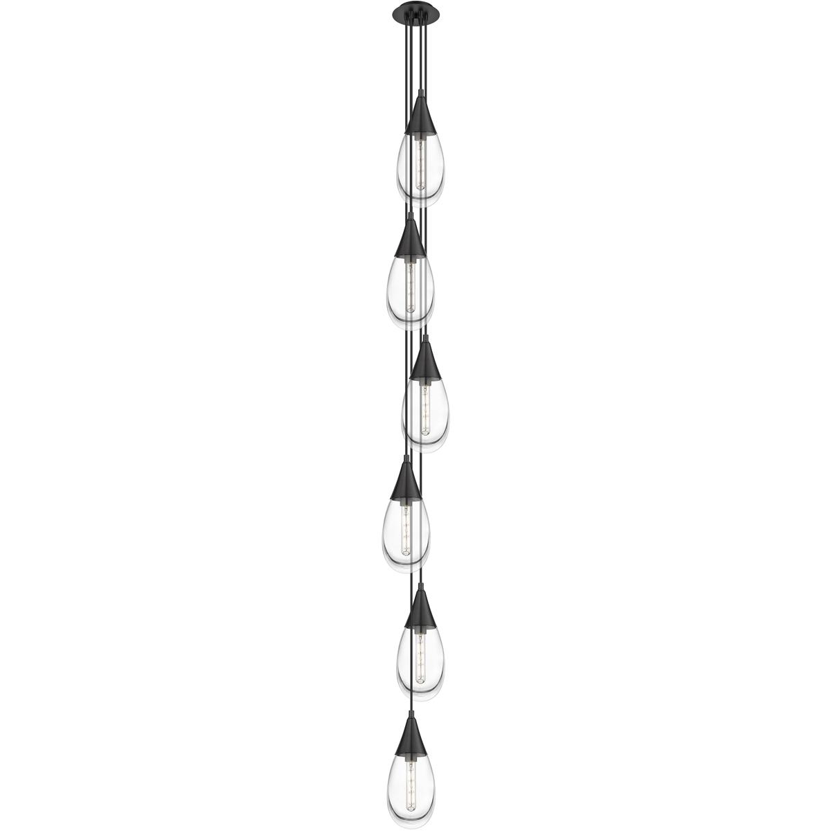 Innovations Lighting 106-450-1P-BK-G450-6CL Malone 6 Light 8 inch Matte Black Multi Pendant Ceiling Light in Clear Glass, Cord Hung