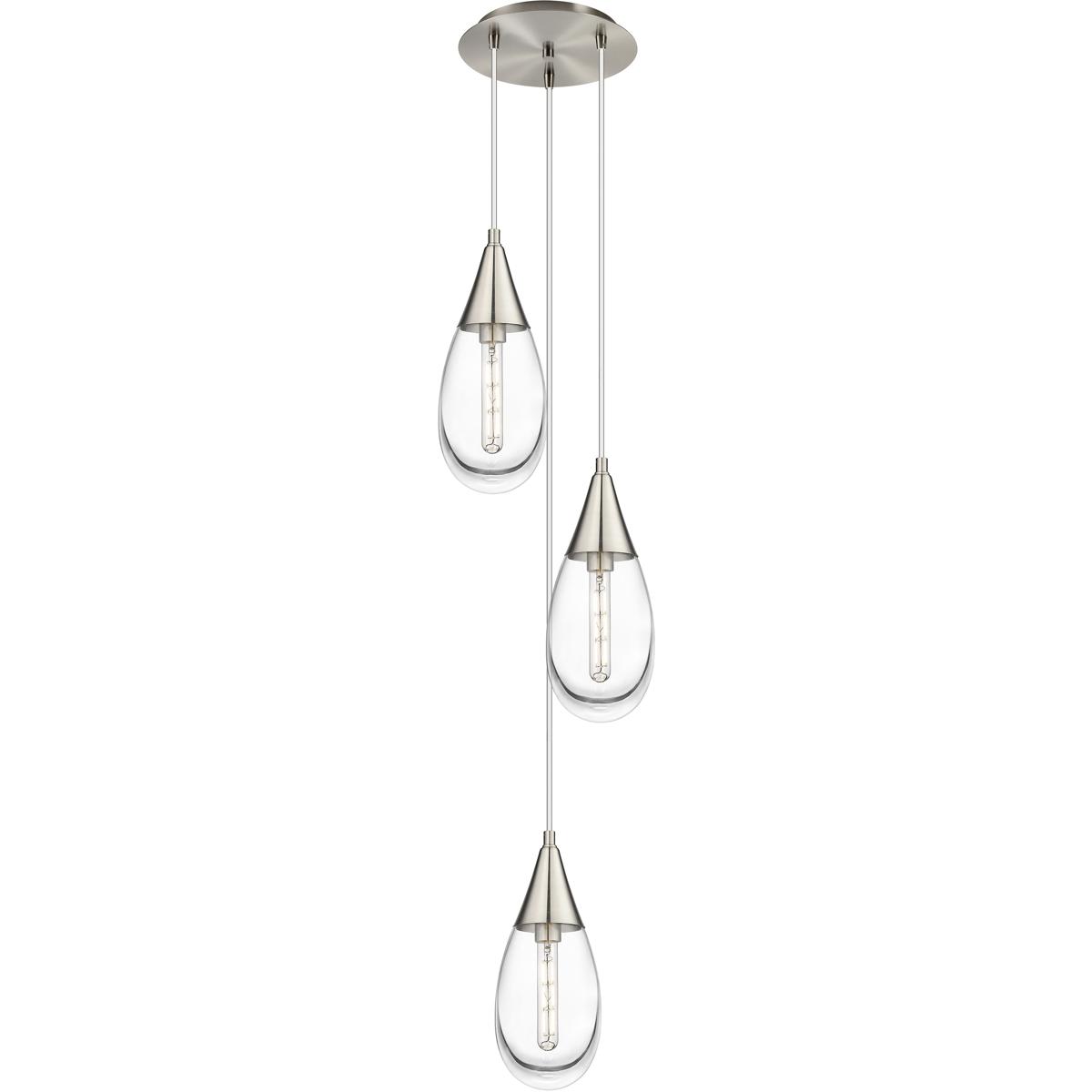 Innovations Lighting 113-450-1P-SN-G450-6CL Malone 3 Light 13.5 inch Brushed Satin Nickel Multi Pendant Ceiling Light in Clear Glass