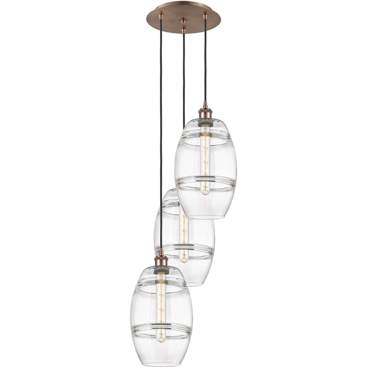 Innovations Lighting 113B-3P-AC-G557-8CL Ballston Vaz 3 Light 14.5 inch Antique Copper Cord Hung Multi Pendant Ceiling Light