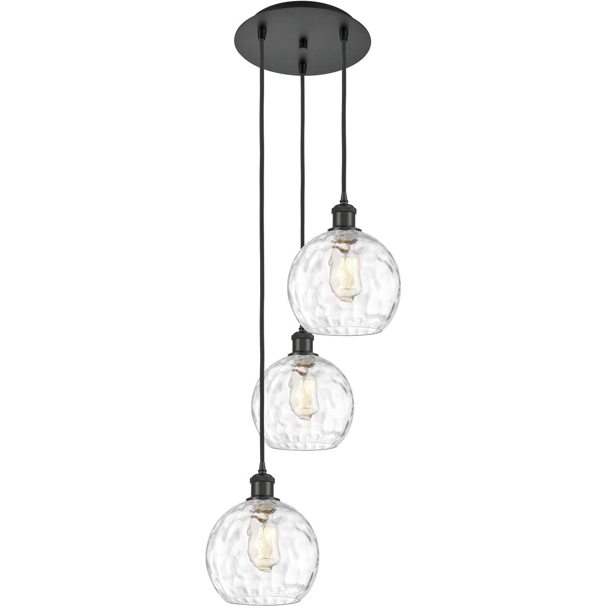 Innovations Lighting 113B-3P-BK-G1215-8 Ballston Athens Water Glass 3 Light 15 inch Matte Black Multi-Pendant Ceiling Light