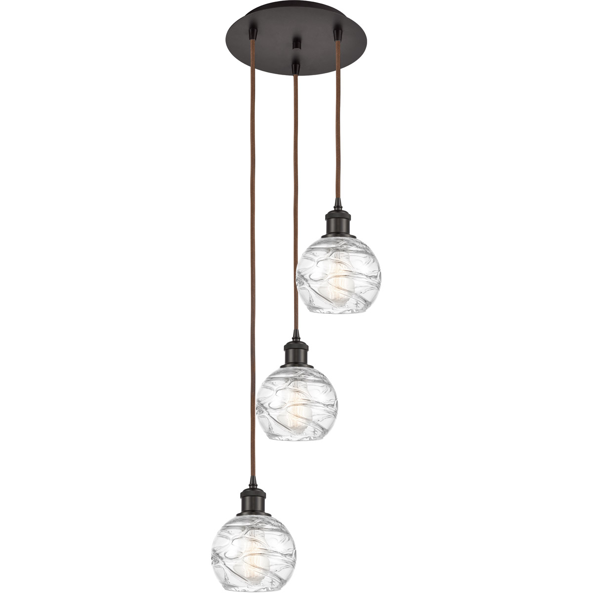 Innovations Lighting Bruno Marashlian Athens Deco Swirl 12 Inch 3 Light Multi Light Pendant Athens Deco Swirl - 113B-3P-OB-G1213-6 - Modern Contemporary