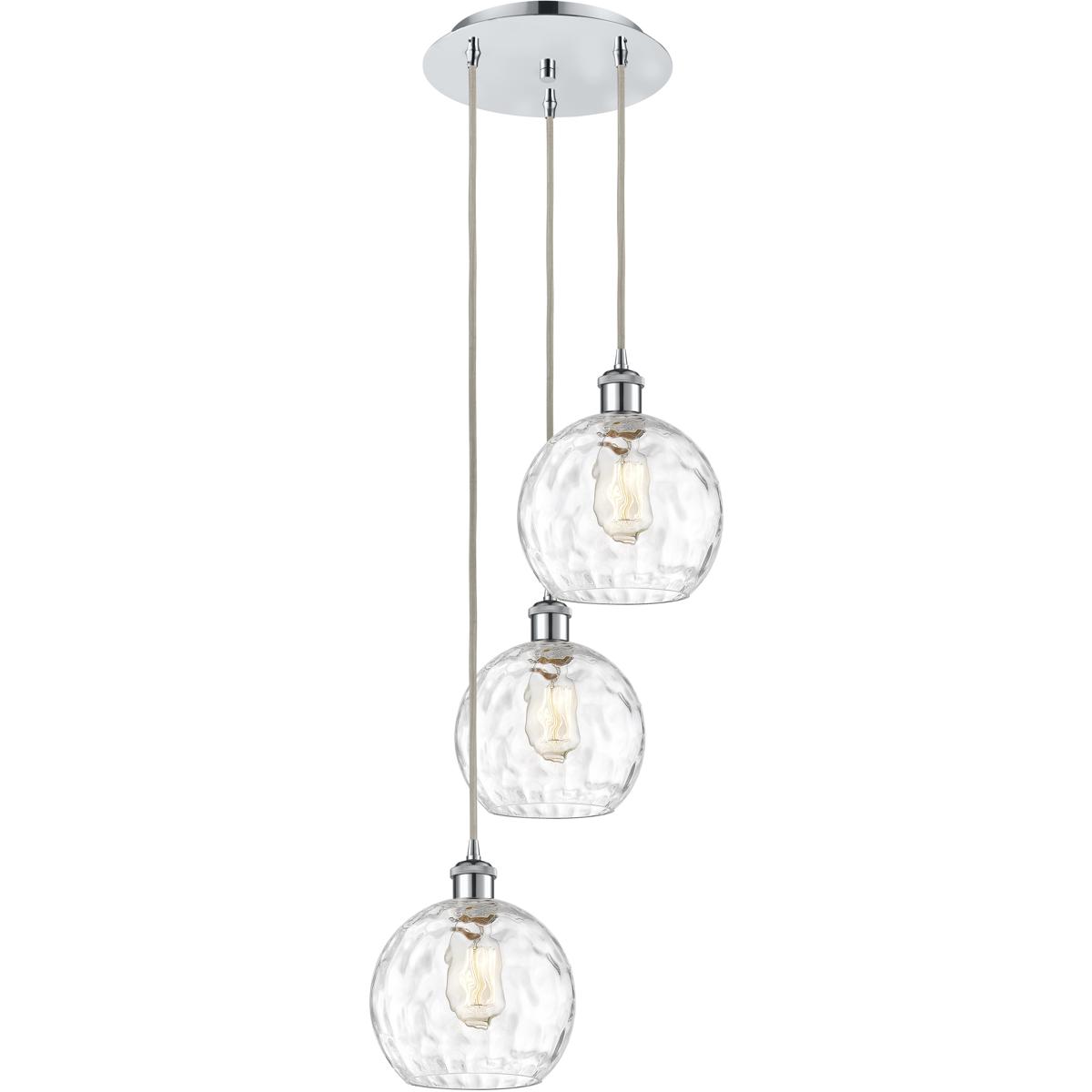 Innovations Lighting 113B-3P-PC-G1215-8 Ballston Athens Water Glass 3 Light 15 inch Polished Chrome Multi-Pendant Ceiling Light