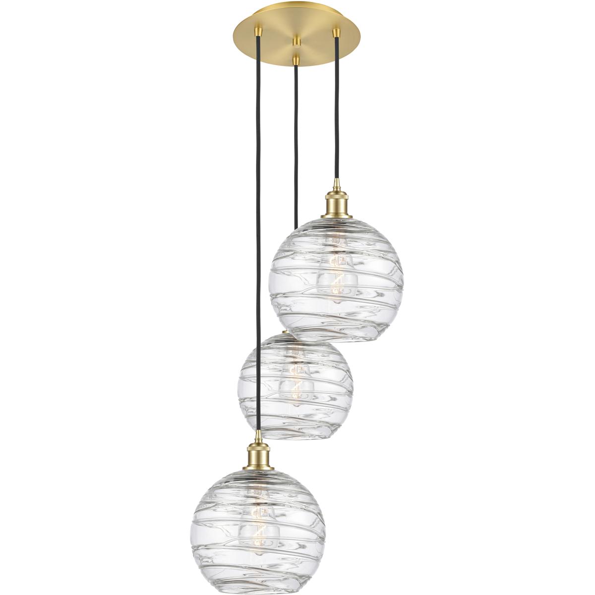 Innovations Lighting 113B-3P-SG-G1213-10 Ballston Athens Deco Swirl 3 Light 17 inch Satin Gold Multi-Pendant Ceiling Light