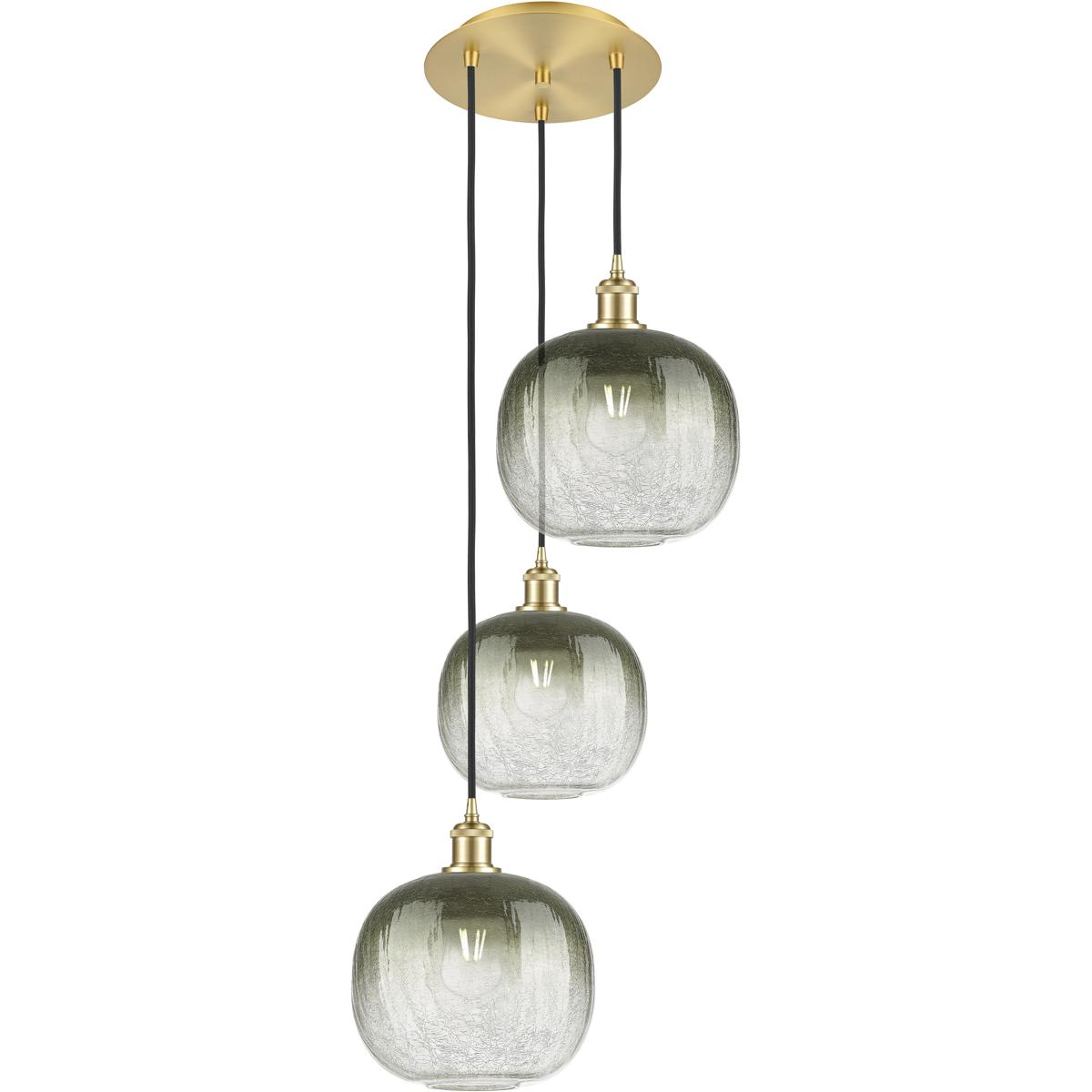 Innovations Lighting 113B-3P-SG-G481-10SL Ballston Brookhaven Sphere 3 Light 17 inch Satin Gold Multi Pendant Ceiling Light in Slate Glass