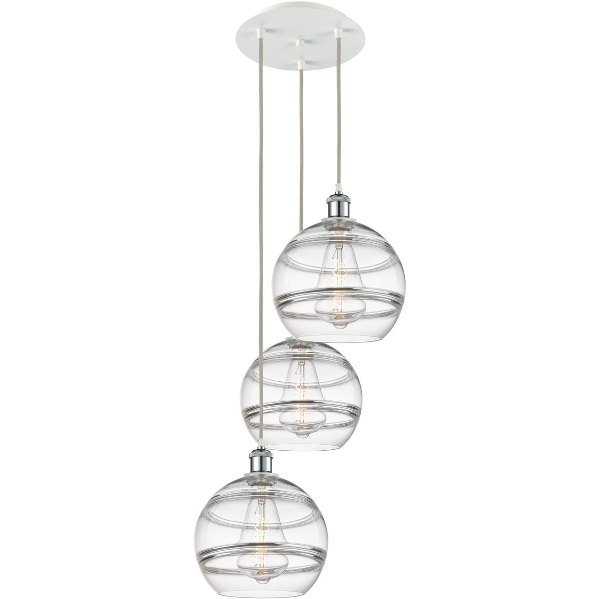 Innovations Lighting 113B-3P-WPC-G556-10CL Ballston Rochester 3 Light 16.5 inch White Polished Chrome Cord Hung Multi Pendant Ceiling Light