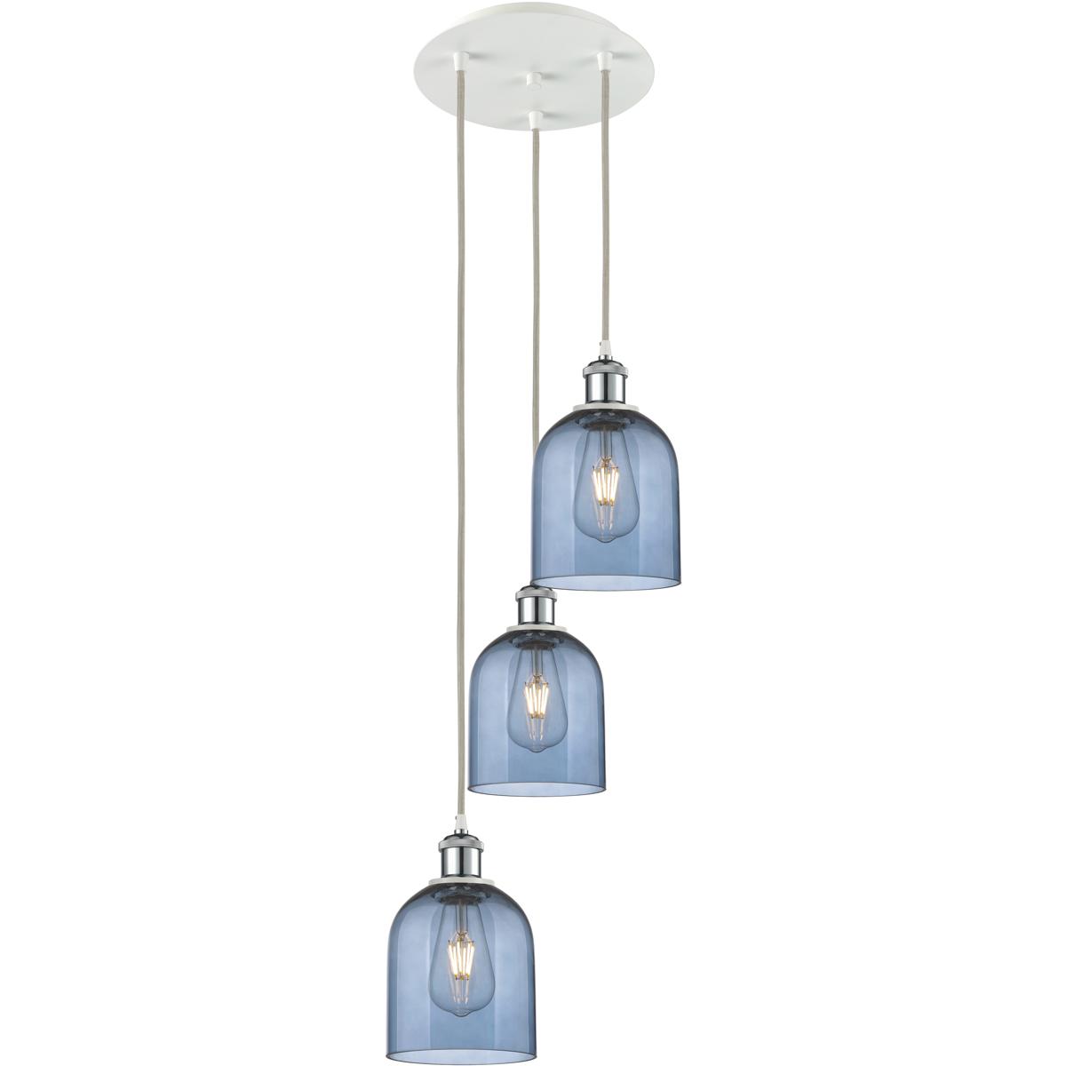 Innovations Lighting 113B-3P-WPC-G558-6BL Ballston Bella 3 Light 12 inch White Polished Chrome Cord Hung Multi Pendant Ceiling Light