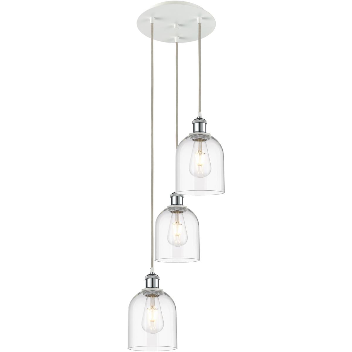 Innovations Lighting 113B-3P-WPC-G558-6CL Ballston Bella 3 Light 12 inch White Polished Chrome Cord Hung Multi Pendant Ceiling Light