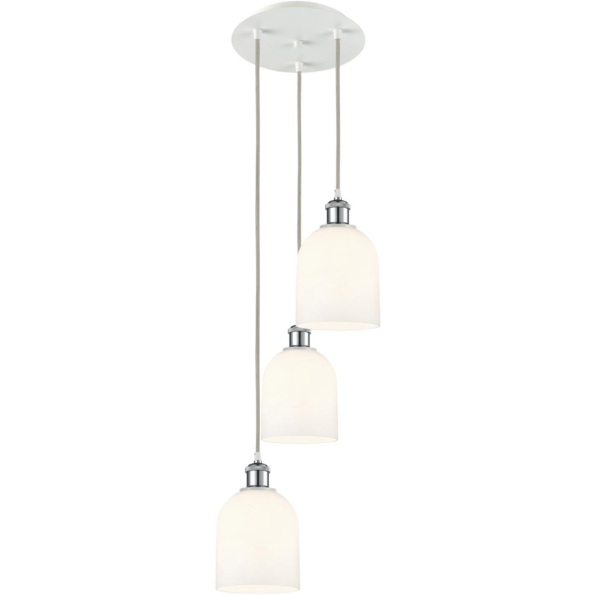 Innovations Lighting 113B-3P-WPC-G558-6GWH Ballston Bella 3 Light 12 inch White Polished Chrome Cord Hung Multi Pendant Ceiling Light