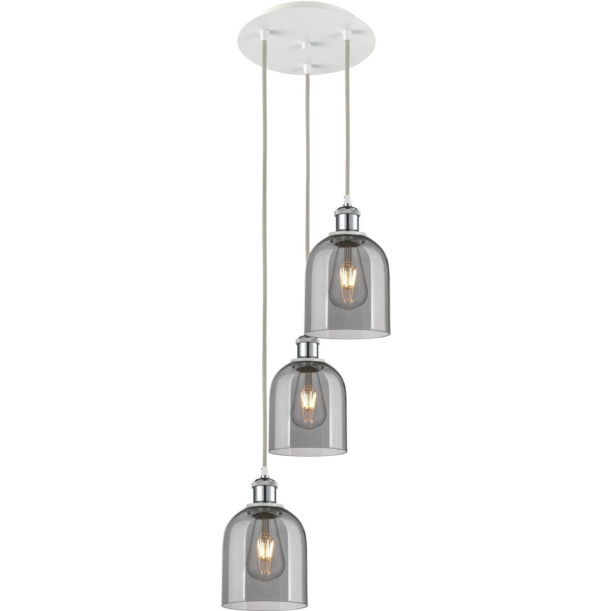 Innovations Lighting 113B-3P-WPC-G558-6SM Ballston Bella 3 Light 12 inch White Polished Chrome Cord Hung Multi Pendant Ceiling Light