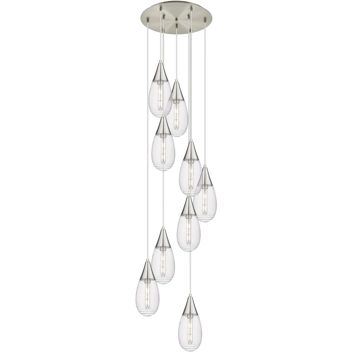 Innovations Lighting 119-450-1P-SN-G450-6SCL Malone 9 Light 20.13 inch Brushed Satin Nickel Multi Pendant Ceiling Light in Striped Clear Glass