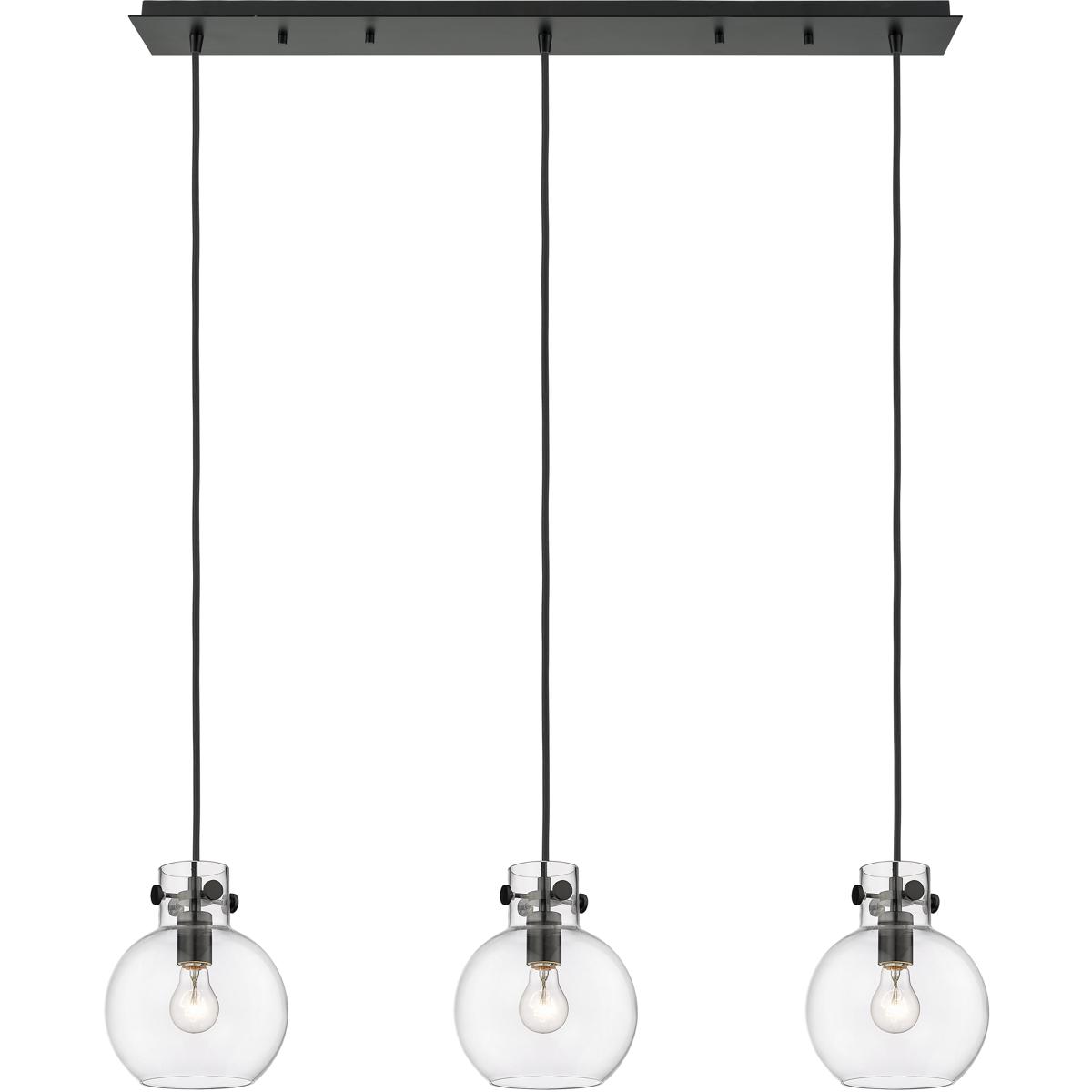 Innovations Lighting Bruno Marashlian Newton Sphere 39 Inch 3 Light Linear Suspension Light Newton Sphere - 123-410-1PS-BK-G410-8CL - Industrial