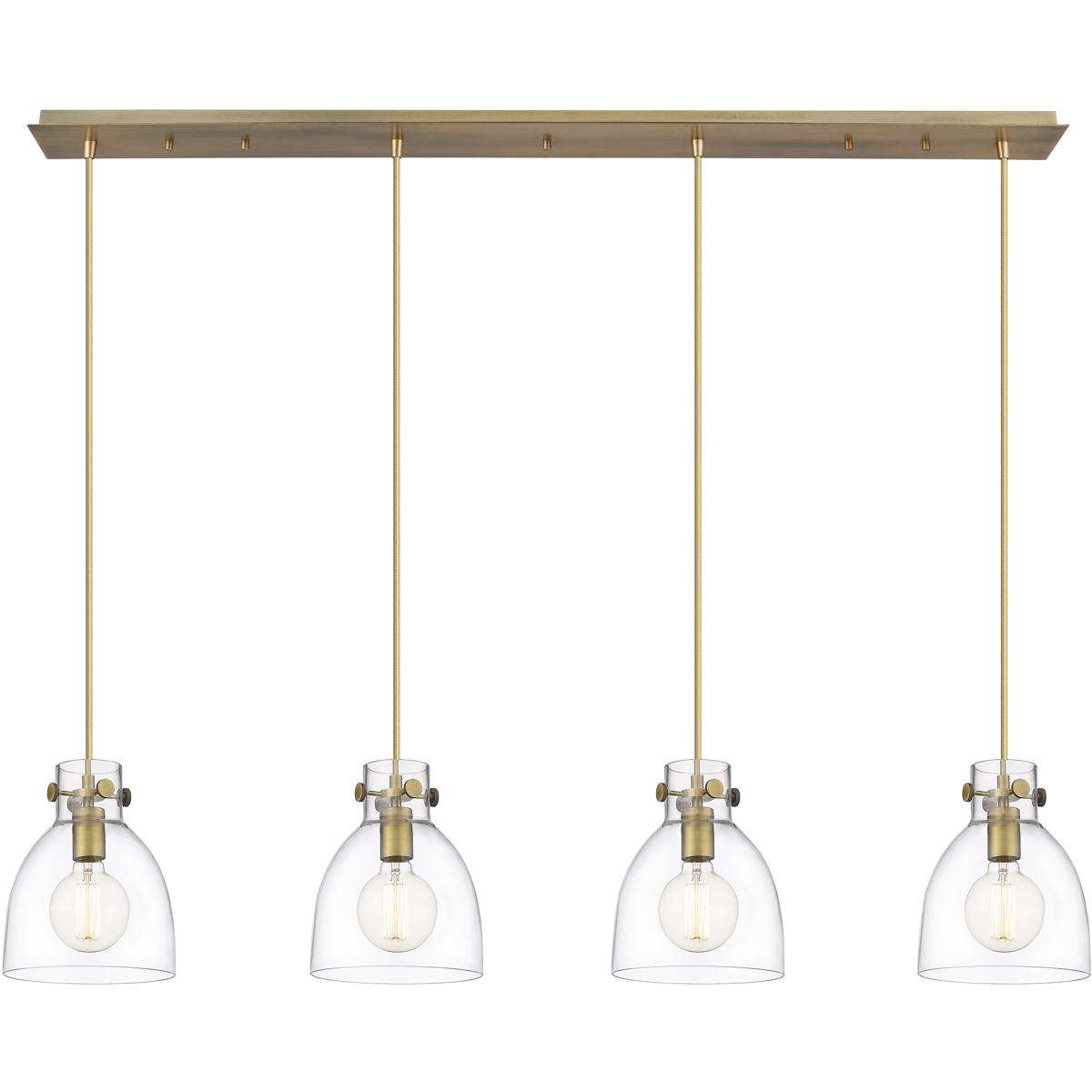 Innovations Lighting Bruno Marashlian Newton Bell 51 Inch 4 Light Linear Suspension Light Newton Bell - 124-410-1PS-BB-G412-8CL - Industrial
