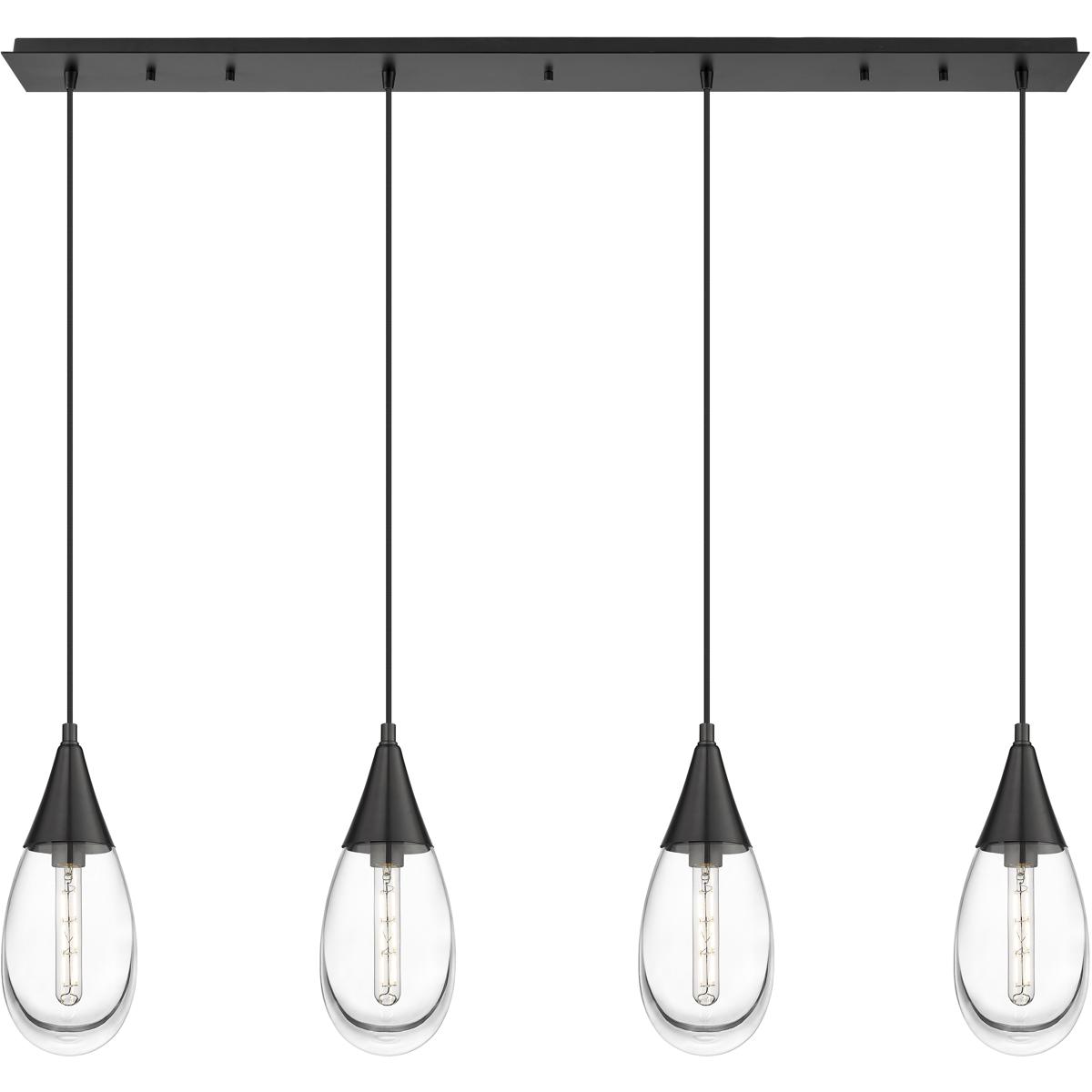 Innovations Lighting 124-450-1P-BK-G450-6CL Malone 4 Light 49.75 inch Matte Black Linear Pendant Ceiling Light in Clear Glass