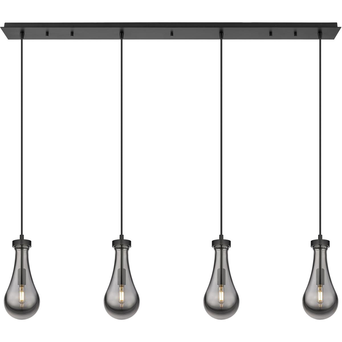 Innovations Lighting 124-451-1P-BK-G451-5SM Owego 4 Light 48.88 inch Matte Black Linear Pendant Ceiling Light in Light Smoke Glass