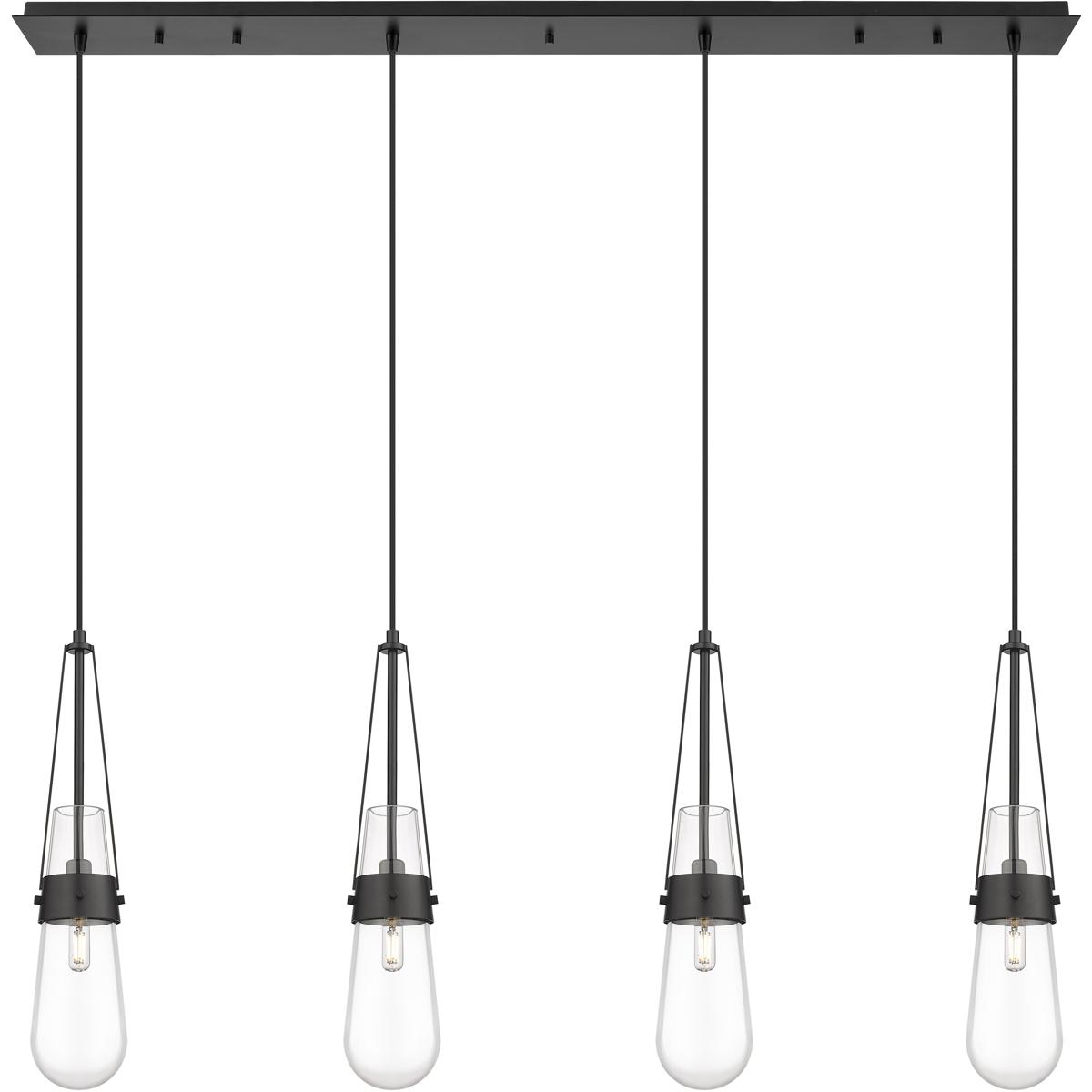 Innovations Lighting 124-452-1P-BK-G452-4CL Milan 4 Light 48.13 inch Matte Black Linear Pendant Ceiling Light in Clear Glass