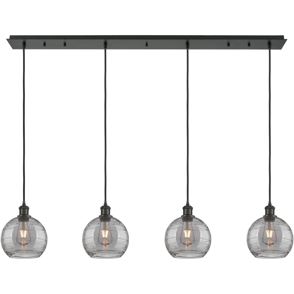 Innovations Lighting 124B-4P-BK-G1213-8SM Ballston Athens Deco Swirl 4 Light 51.5 inch Matte Black Linear Pendant Ceiling Light