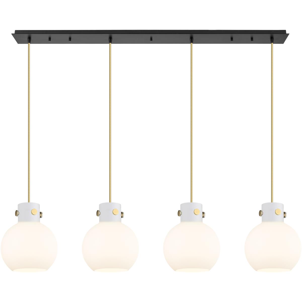 Innovations Lighting 124-410-1PS-CB-G410-8WH Newton Sphere 4 Light 51.75 inch Champagne Bronze Linear Pendant Ceiling Light in White Glass