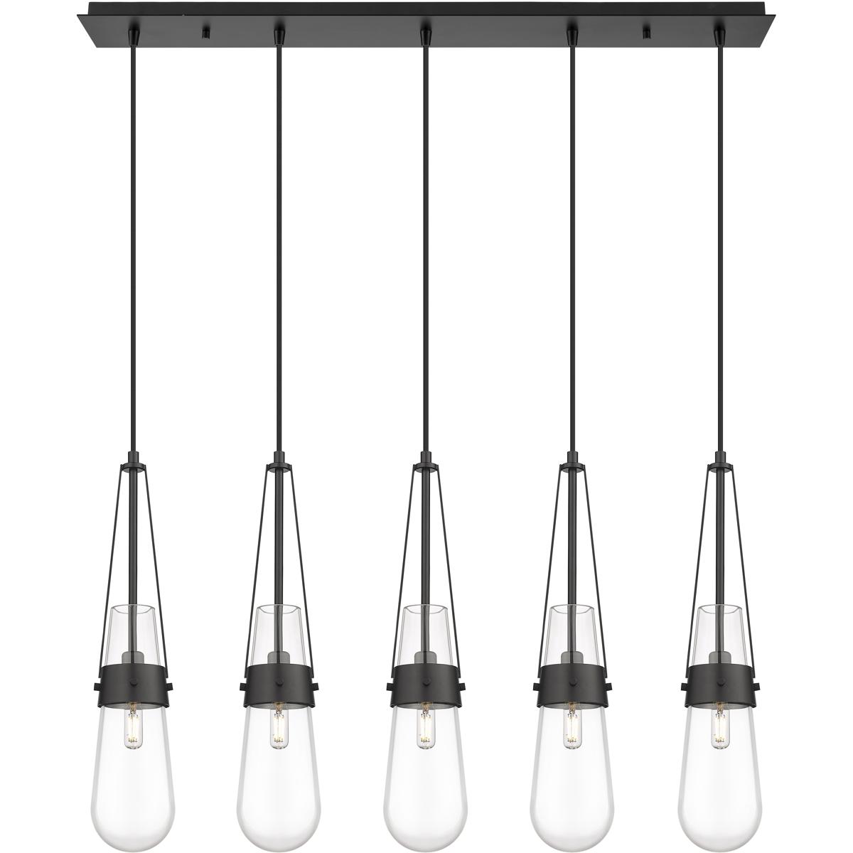 Innovations Lighting Bruno Marashlian Milan 36 Inch 5 Light Linear Suspension Light Milan - 125-452-1P-BK-G452-4CL - Industrial