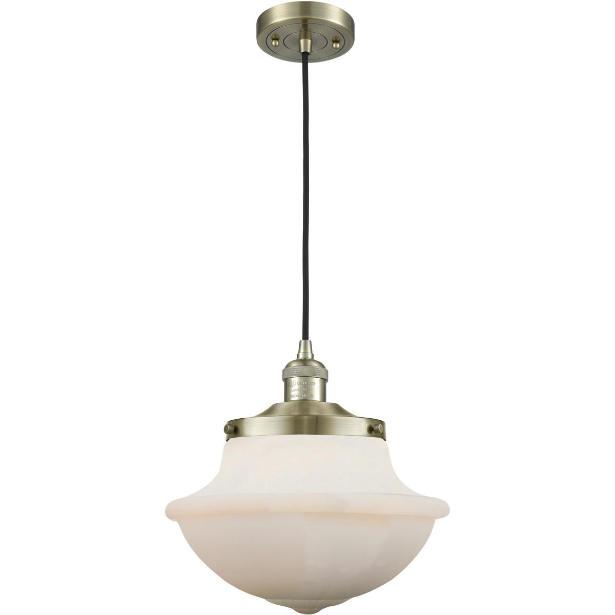 Innovations Lighting 201C-AB-G541 Franklin Restoration Oxford 1 Light 12 inch Antique Brass Mini Pendant Ceiling Light in Incandescent, Matte White, F