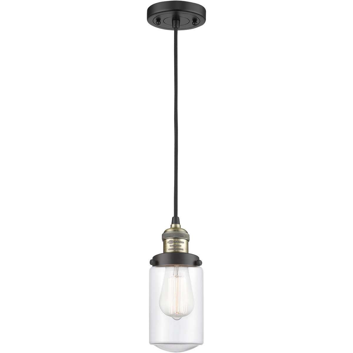Innovations Lighting 201C-BAB-G312-LED Franklin Restoration Dover LED 5 inch Black Antique Brass Mini Pendant Ceiling Light in Clear Glass, Franklin R