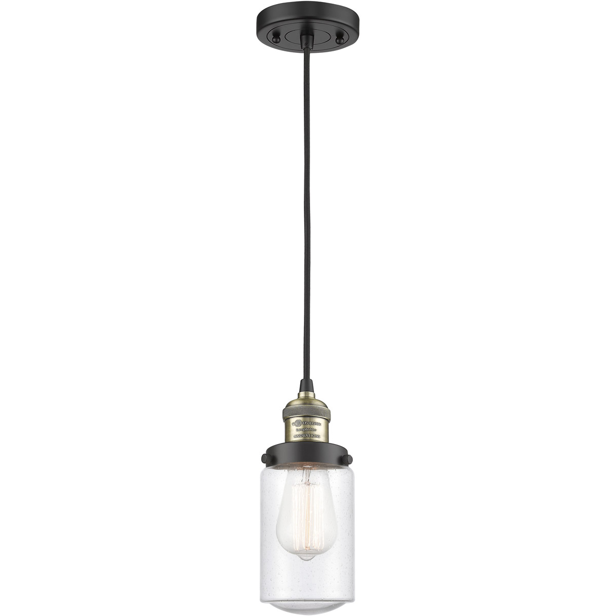 Innovations Lighting 201C-BAB-G314 Franklin Restoration Dover 1 Light 5 inch Black Antique Brass Mini Pendant Ceiling Light in Seedy Glass, Franklin R