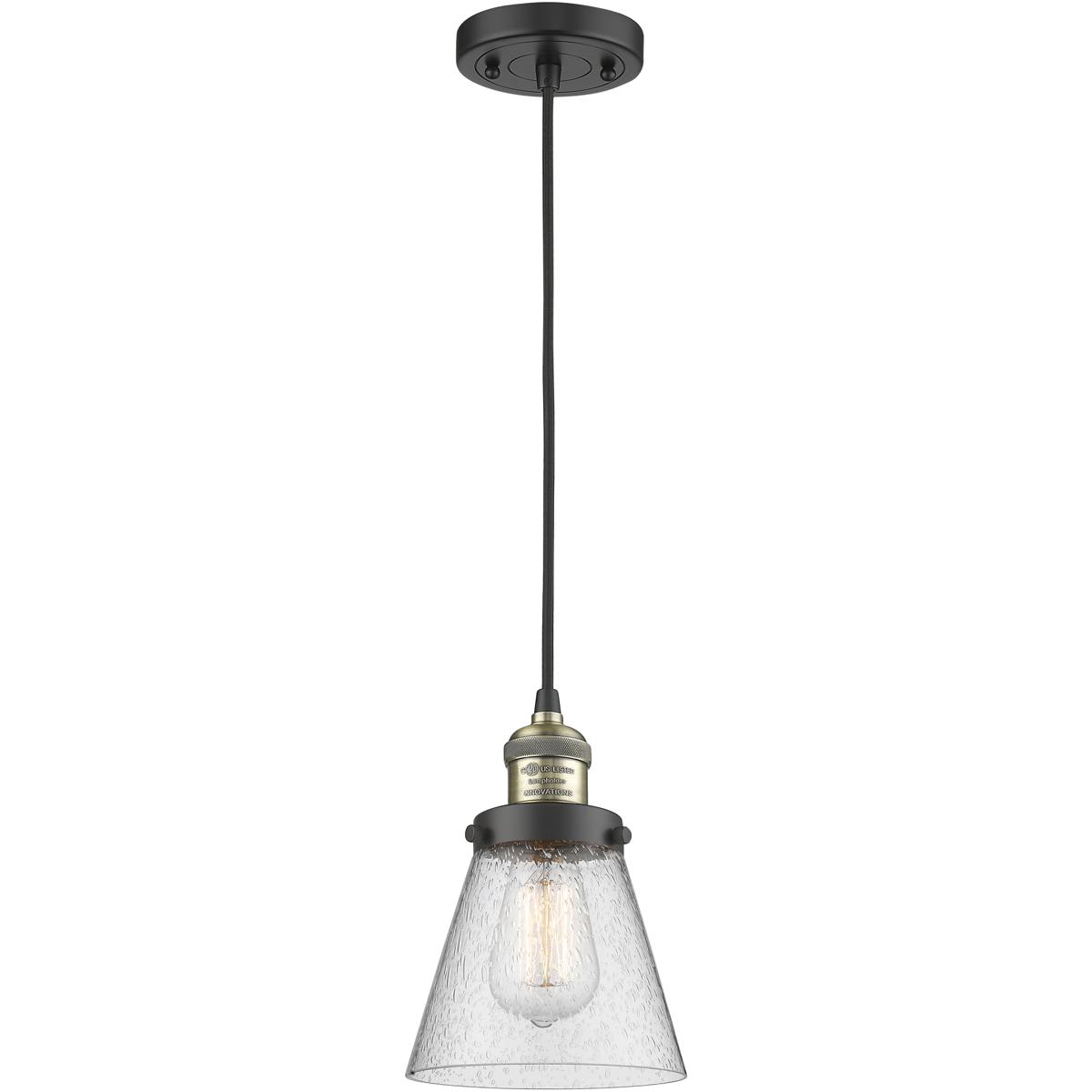Innovations Lighting 201C-BAB-G64 Franklin Restoration Cone 1 Light 6 inch Black Antique Brass Mini Pendant Ceiling Light in Incandescent, Seedy, Fran