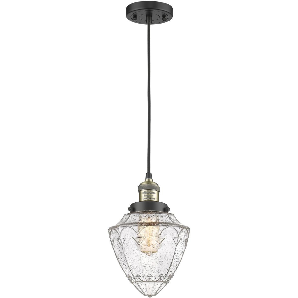 Innovations Lighting 201C-BAB-G664-7-LED Franklin Restoration Bullet LED 7 inch Black Antique Brass Mini Pendant Ceiling Light in Seedy
