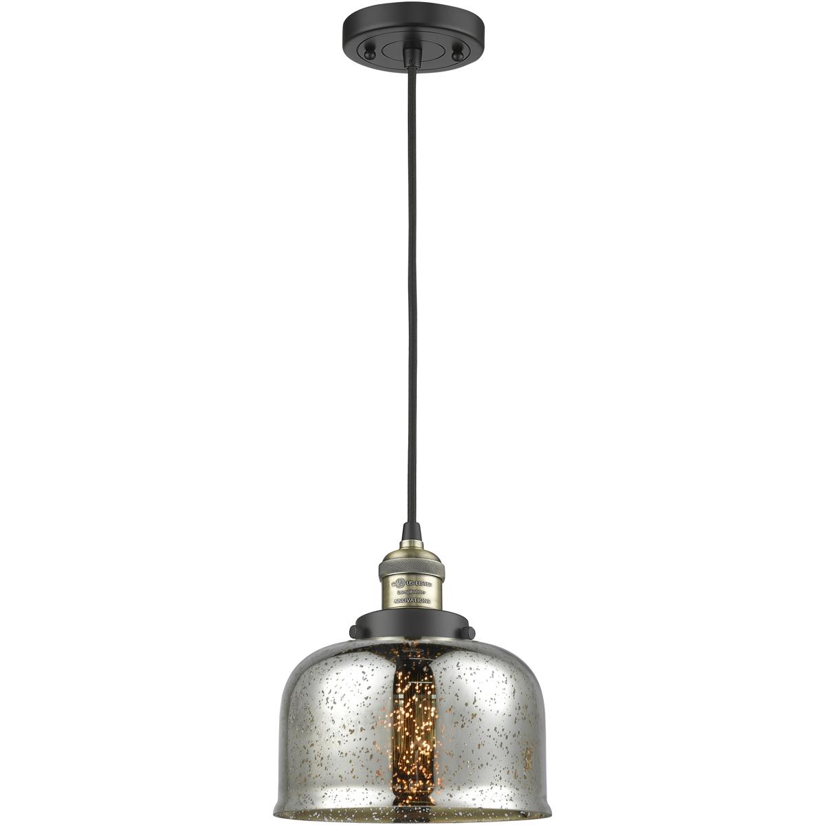 Innovations Lighting 201C-BAB-G78 Franklin Restoration Bell 1 Light 8 inch Black Antique Brass Mini Pendant Ceiling Light in Incandescent, Silver Plat