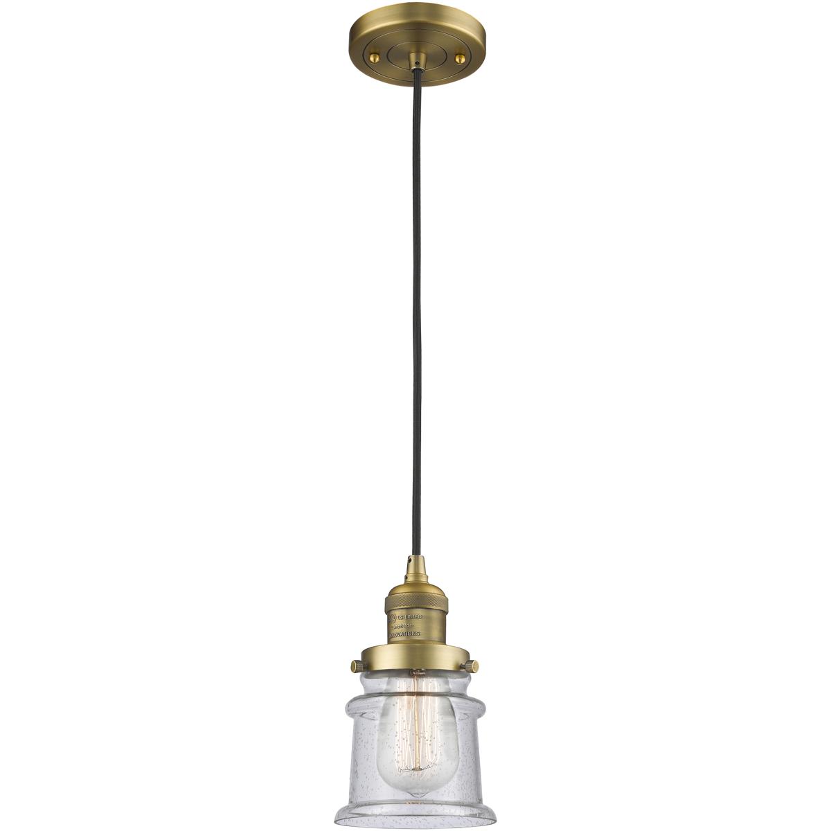 Innovations Lighting 201C-BB-G184S Franklin Restoration Canton 1 Light 6 inch Brushed Brass Mini Pendant Ceiling Light in Incandescent, Seedy, Frankli