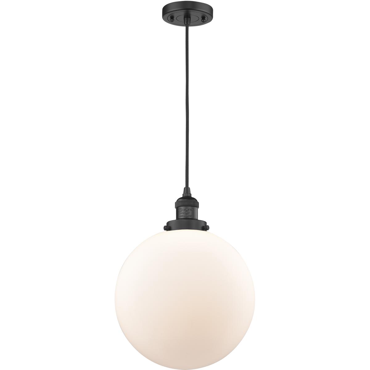 Innovations Lighting 201C-BK-G201-12 Franklin Restoration Beacon 1 Light 12 inch Matte Black Mini Pendant Ceiling Light in Incandescent, Matte White,