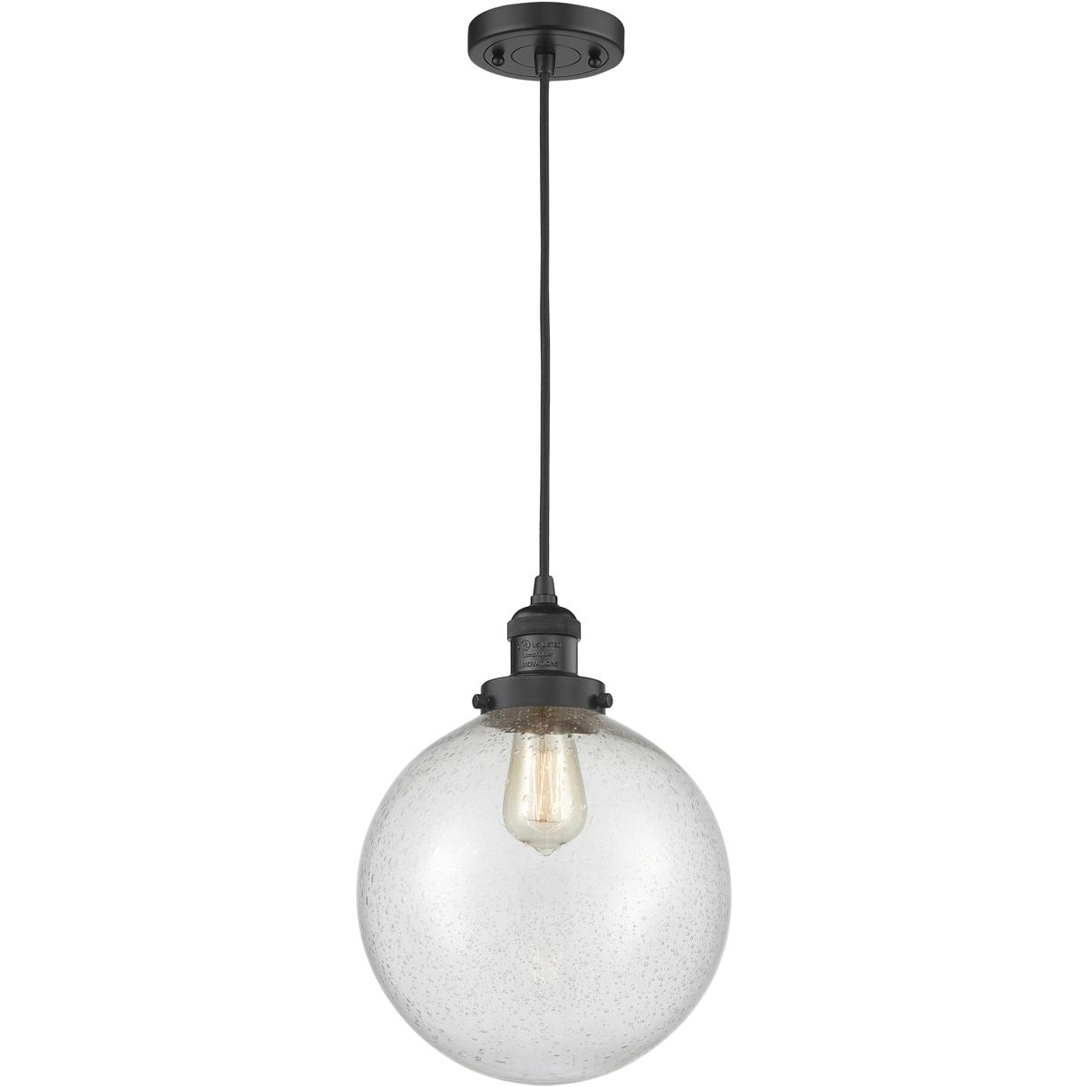 Innovations Lighting 201C-BK-G204-10 Franklin Restoration Beacon 1 Light 10 inch Matte Black Mini Pendant Ceiling Light in Incandescent, Seedy, Frankl