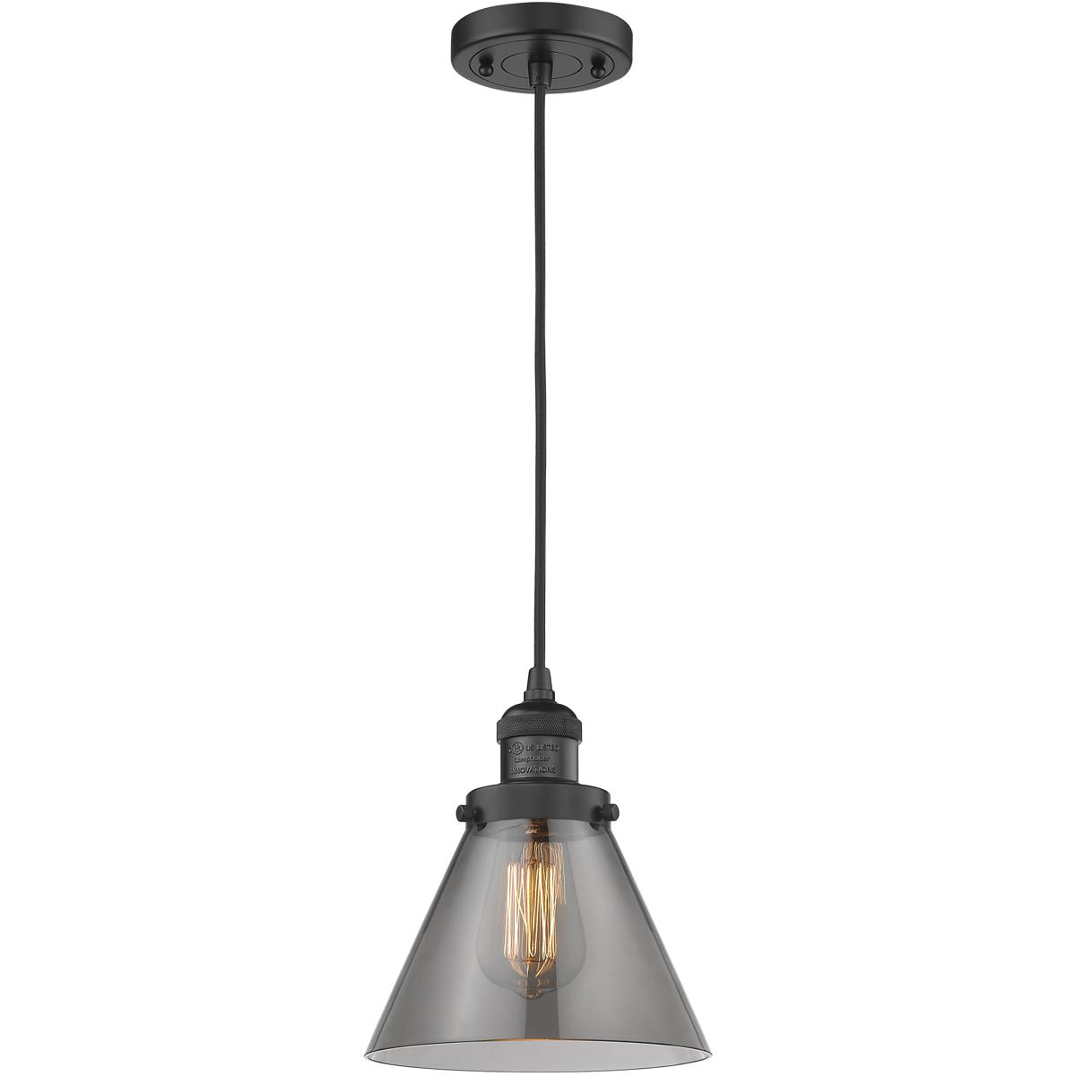 Innovations Lighting 201C-BK-G43 Franklin Restoration Cone 1 Light 8 inch Matte Black Mini Pendant Ceiling Light in Incandescent, Plated Smoke, Frankl