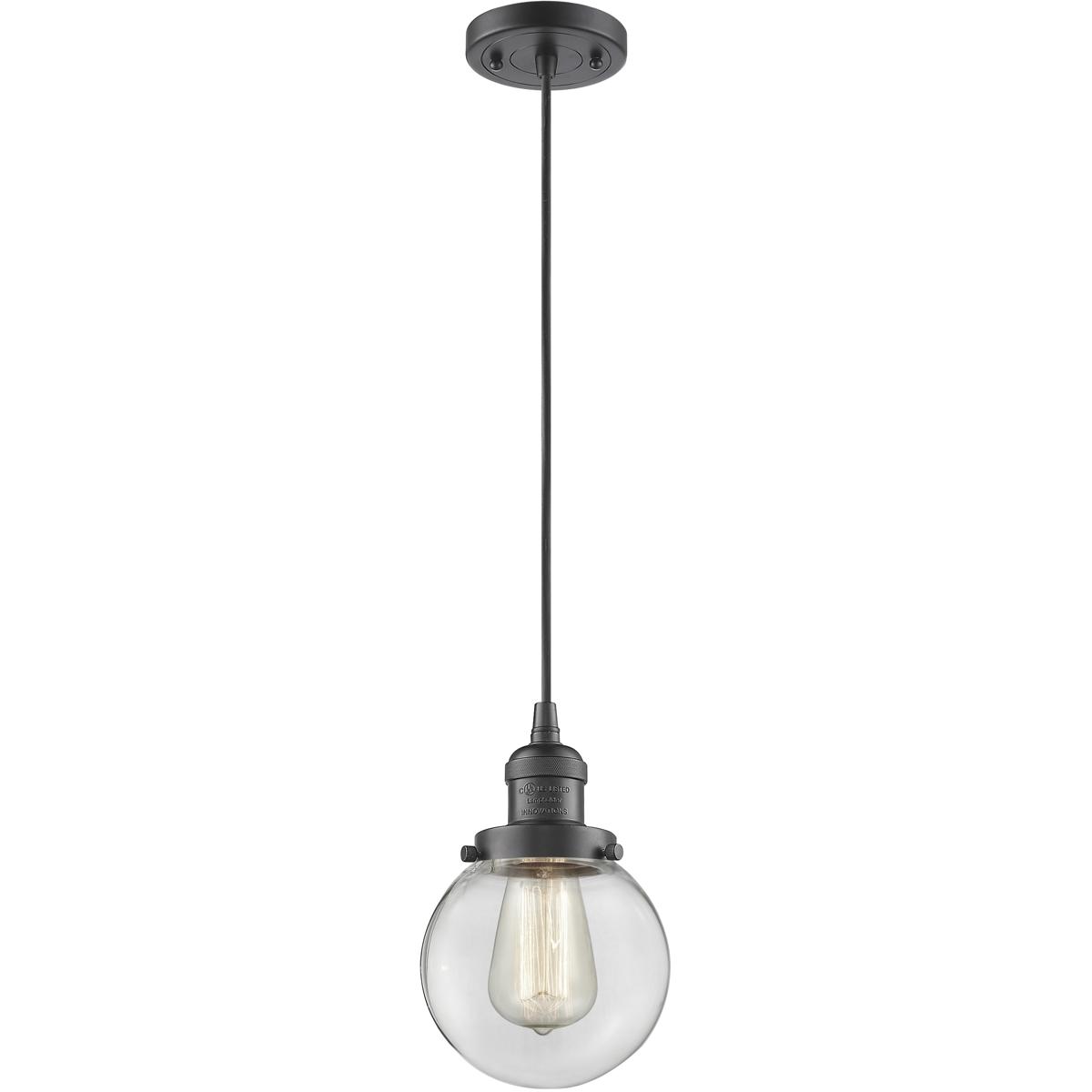 Innovations Lighting 201C-OB-G202-6 Franklin Restoration Beacon 1 Light 6 inch Oil Rubbed Bronze Mini Pendant Ceiling Light in Incandescent, Clear, Fr