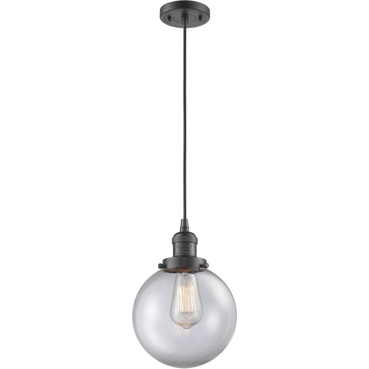 Innovations Lighting 201C-OB-G202-8 Franklin Restoration Beacon 1 Light 8 inch Oil Rubbed Bronze Mini Pendant Ceiling Light in Incandescent, Clear, Fr