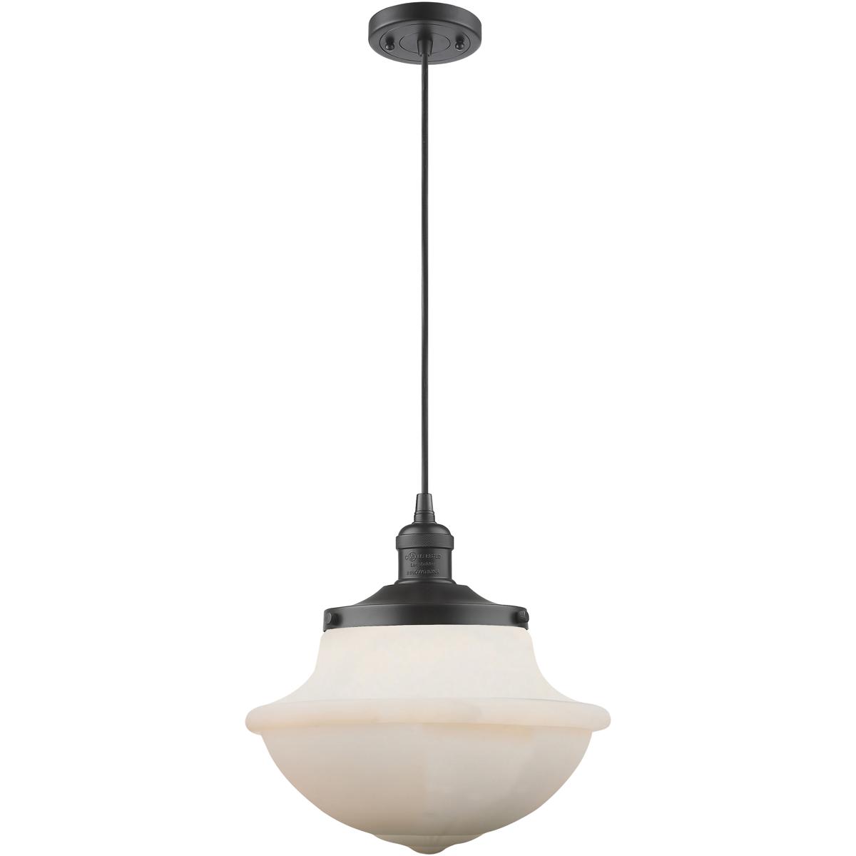 Innovations Lighting 201C-OB-G541-LED Franklin Restoration Oxford LED 12 inch Oil Rubbed Bronze Mini Pendant Ceiling Light in Matte White, Franklin Re